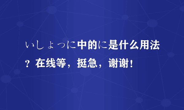 いしょっに中的に是什么用法？在线等，挺急，谢谢！