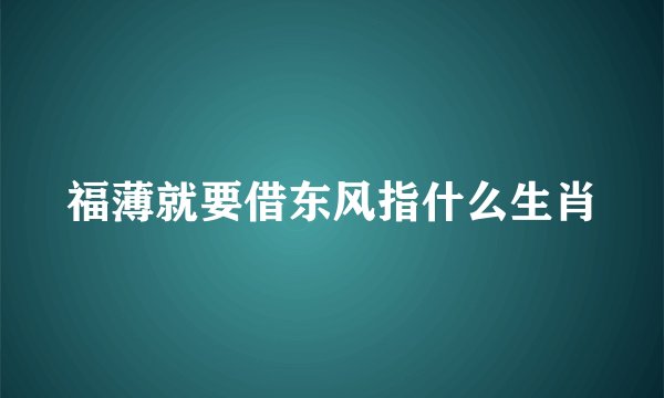 福薄就要借东风指什么生肖