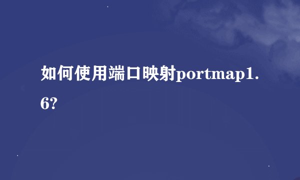 如何使用端口映射portmap1.6?