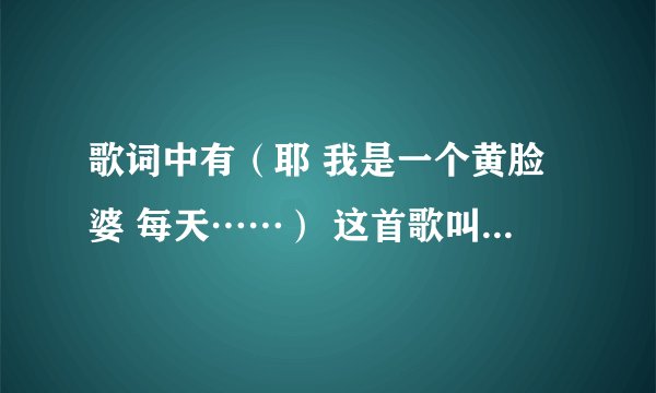 歌词中有（耶 我是一个黄脸婆 每天……） 这首歌叫什么啊 求大大概们给个答案