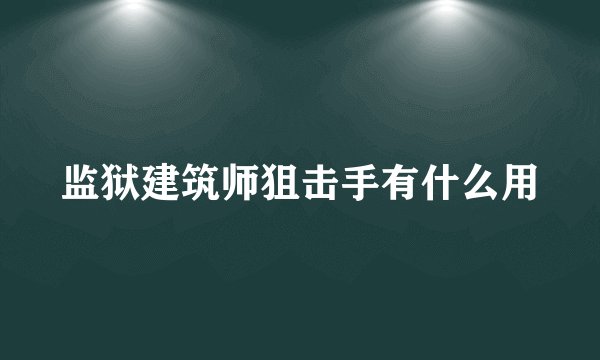 监狱建筑师狙击手有什么用