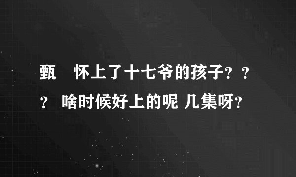 甄嬛怀上了十七爷的孩子？？？ 啥时候好上的呢 几集呀？