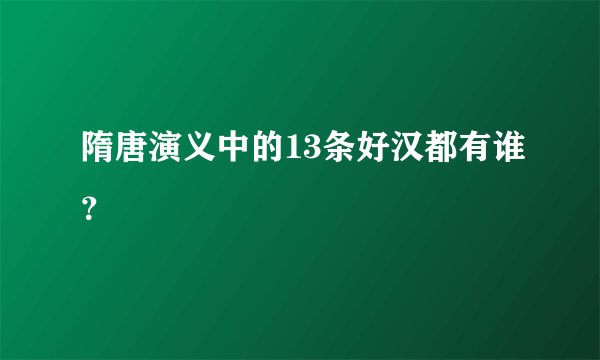 隋唐演义中的13条好汉都有谁？