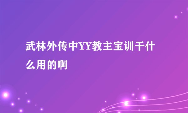 武林外传中YY教主宝训干什么用的啊