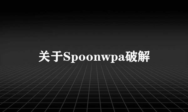 关于Spoonwpa破解
