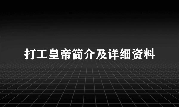 打工皇帝简介及详细资料