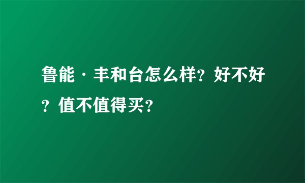 鲁能·丰和台怎么样？好不好？值不值得买？