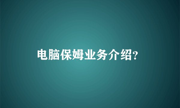 电脑保姆业务介绍？