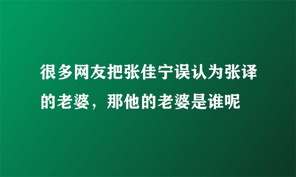 很多网友把张佳宁误认为张译的老婆，那他的老婆是谁呢