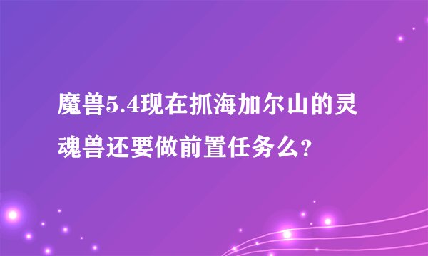 魔兽5.4现在抓海加尔山的灵魂兽还要做前置任务么？