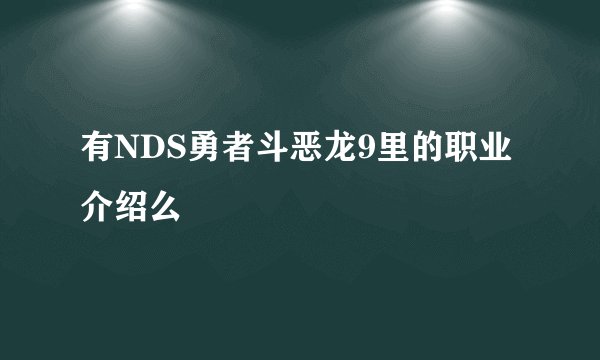 有NDS勇者斗恶龙9里的职业介绍么