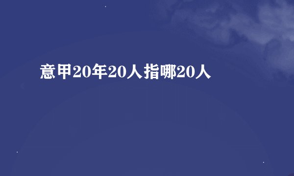 意甲20年20人指哪20人