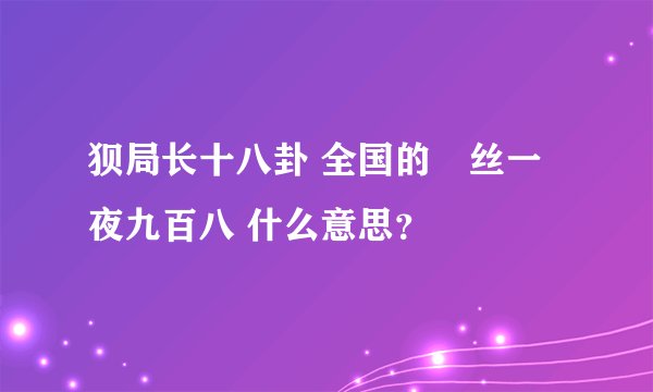 狈局长十八卦 全国的屌丝一夜九百八 什么意思？