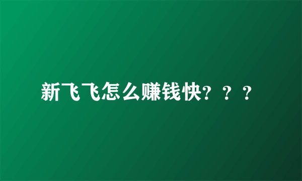 新飞飞怎么赚钱快？？？