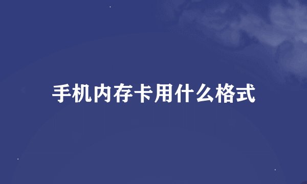 手机内存卡用什么格式