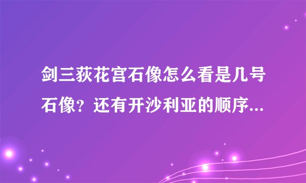 剑三荻花宫石像怎么看是几号石像？还有开沙利亚的顺序怎么算出来的？