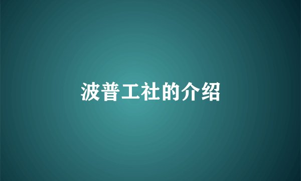 波普工社的介绍