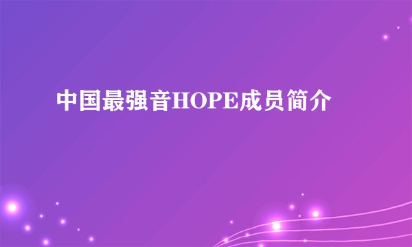 中国最强音HOPE成员简介