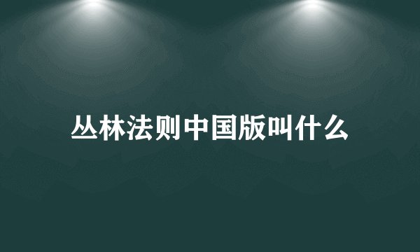 丛林法则中国版叫什么