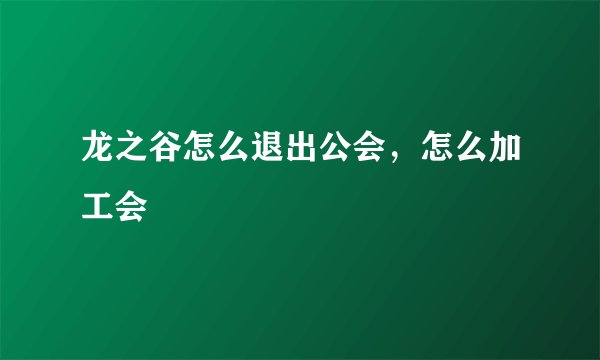 龙之谷怎么退出公会，怎么加工会