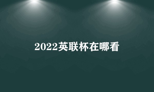 2022英联杯在哪看