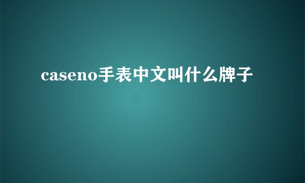 caseno手表中文叫什么牌子