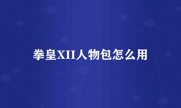 拳皇XII人物包怎么用