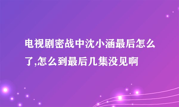 电视剧密战中沈小涵最后怎么了,怎么到最后几集没见啊