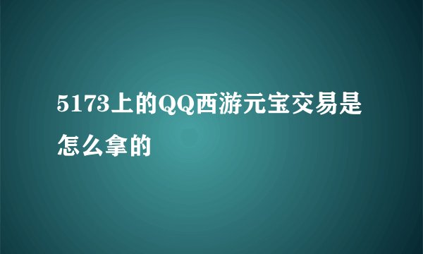 5173上的QQ西游元宝交易是怎么拿的