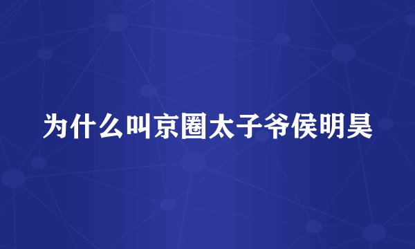 为什么叫京圈太子爷侯明昊