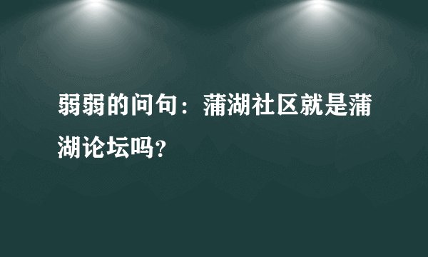 弱弱的问句：蒲湖社区就是蒲湖论坛吗？