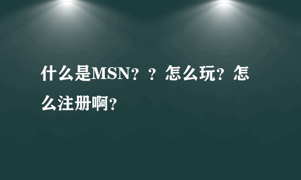 什么是MSN？？怎么玩？怎么注册啊？