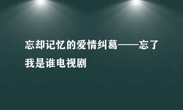 忘却记忆的爱情纠葛——忘了我是谁电视剧