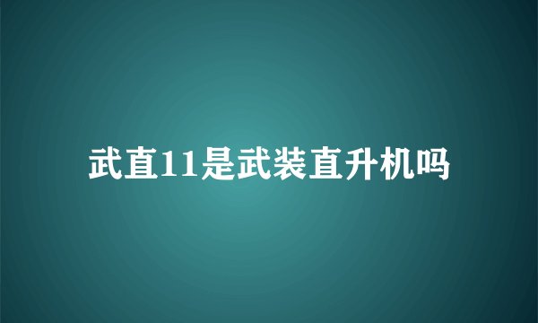 武直11是武装直升机吗