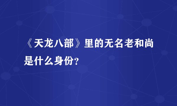《天龙八部》里的无名老和尚是什么身份？