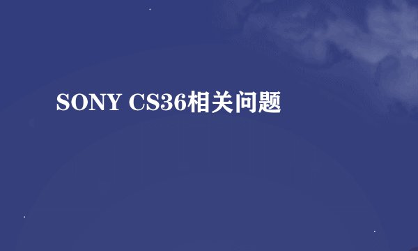 SONY CS36相关问题