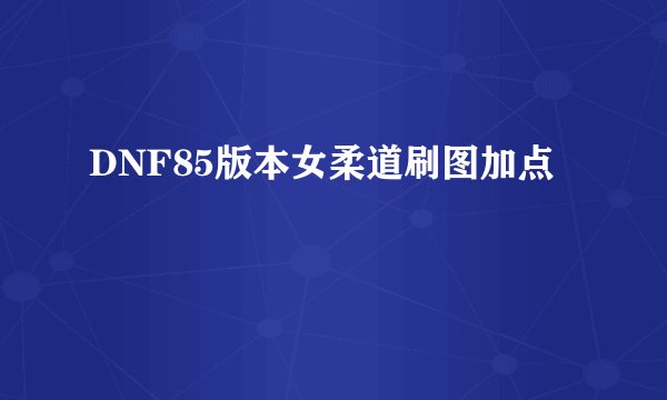 DNF85版本女柔道刷图加点