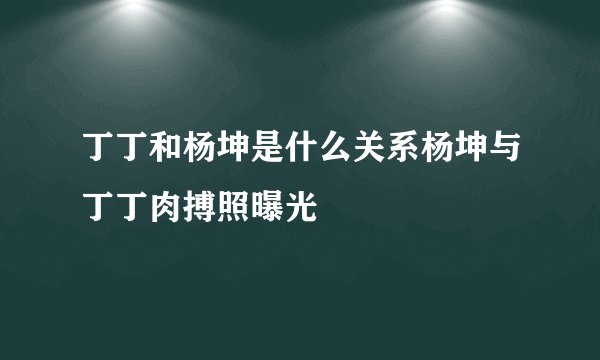 丁丁和杨坤是什么关系杨坤与丁丁肉搏照曝光