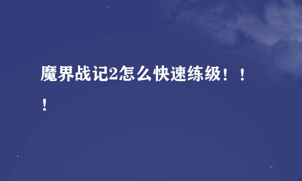 魔界战记2怎么快速练级！！！