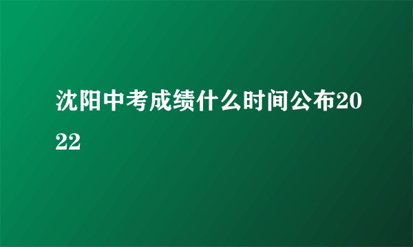 沈阳中考成绩什么时间公布2022