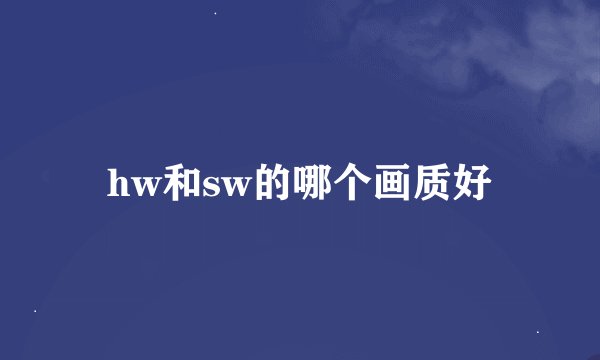 hw和sw的哪个画质好