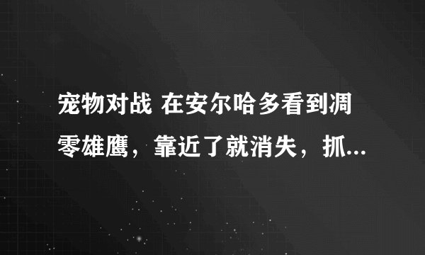 宠物对战 在安尔哈多看到凋零雄鹰，靠近了就消失，抓不了是什么情况？
