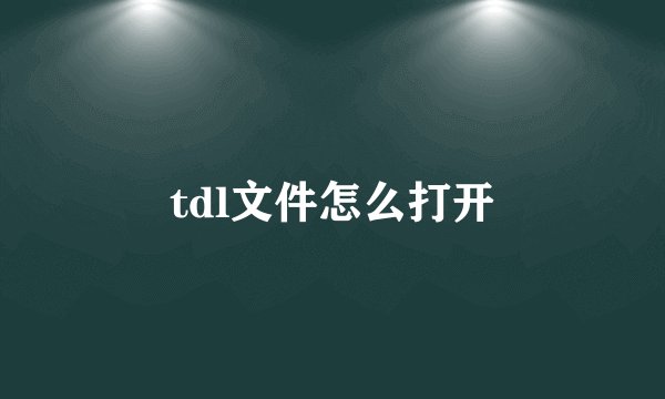 tdl文件怎么打开