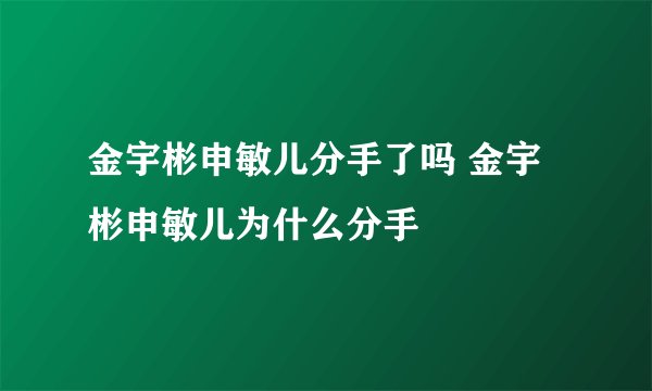 金宇彬申敏儿分手了吗 金宇彬申敏儿为什么分手