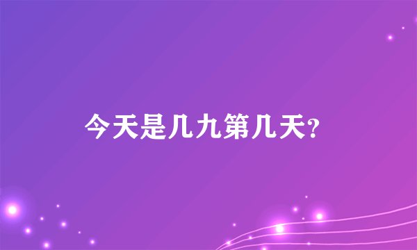 今天是几九第几天？