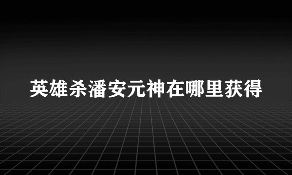 英雄杀潘安元神在哪里获得