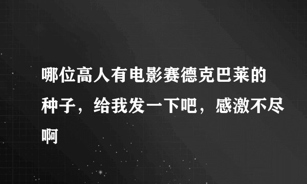 哪位高人有电影赛德克巴莱的种子，给我发一下吧，感激不尽啊