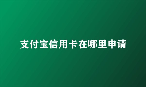 支付宝信用卡在哪里申请