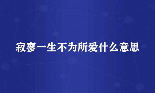 寂寥一生不为所爱什么意思