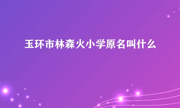 玉环市林森火小学原名叫什么